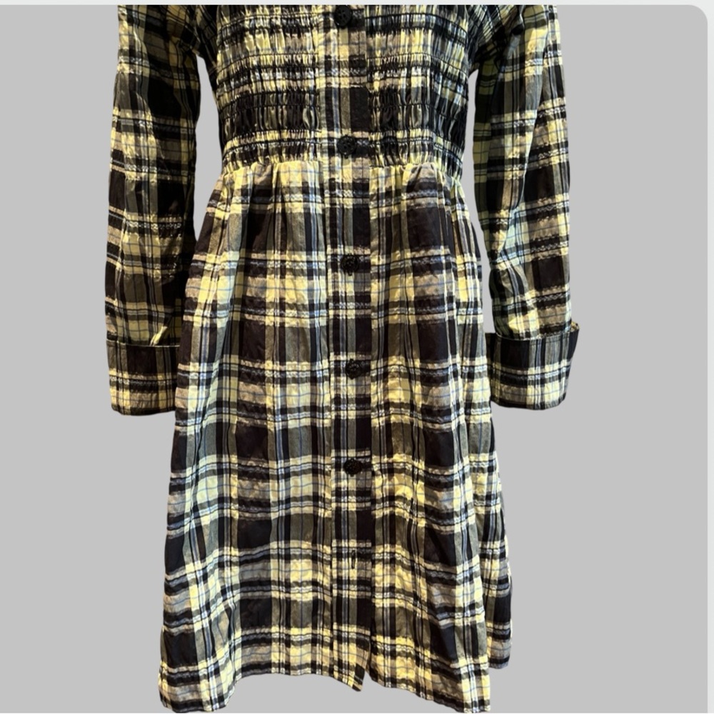 GANNI Checked cotton-ble seersucker mini shirt dress size 38 - Picture 7 of 16